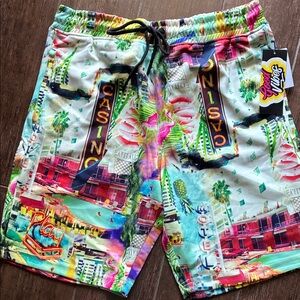 Vibe Colorful Casino Print Men's Board Shorts